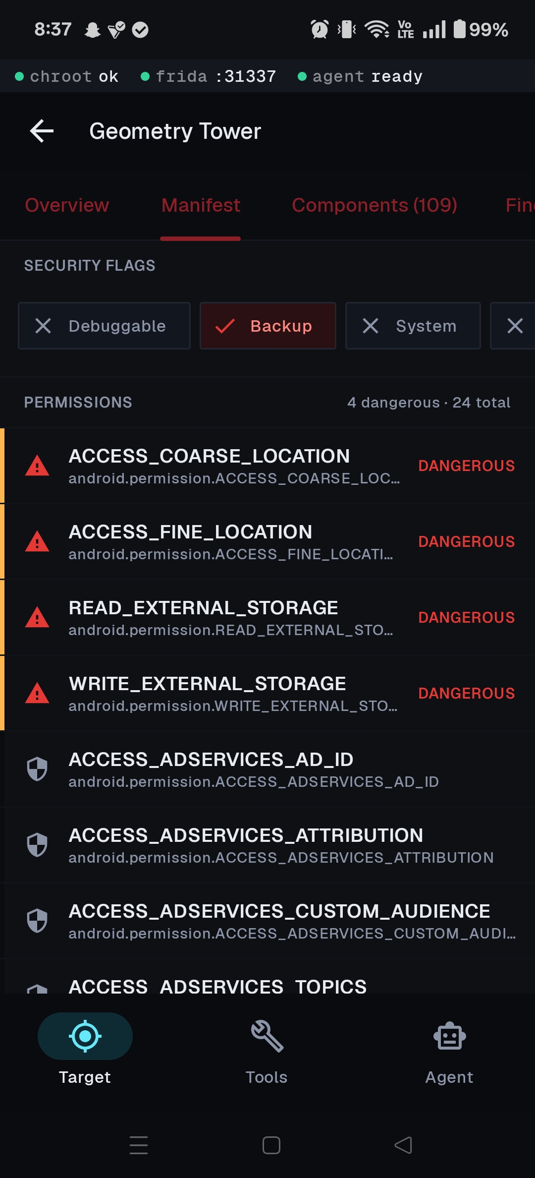 Manifest security flags