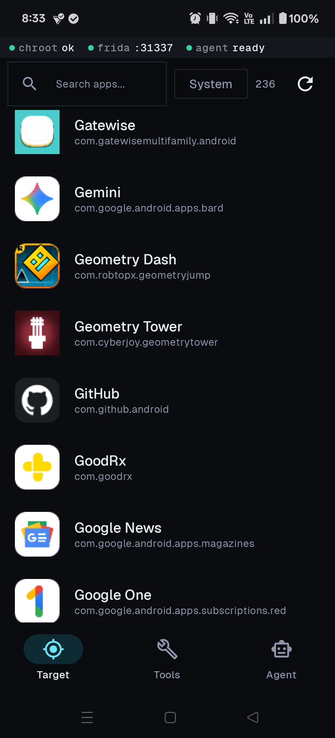 Target app selection